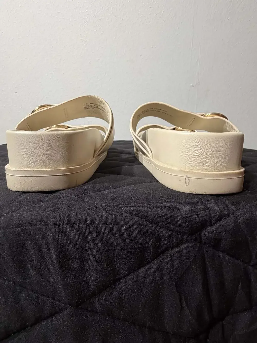 A New Day Marcy Two-Band Buckle Footbed Sandals in Cream